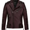 Men's Classic Wine Biker Leather Jacket