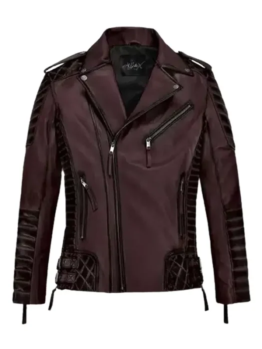Men's Classic Wine Biker Leather Jacket