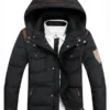 Mens Cotton Padded Black Hooded Jacket