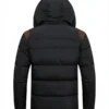 Mens Cotton Padded Black Hooded Jacket Back