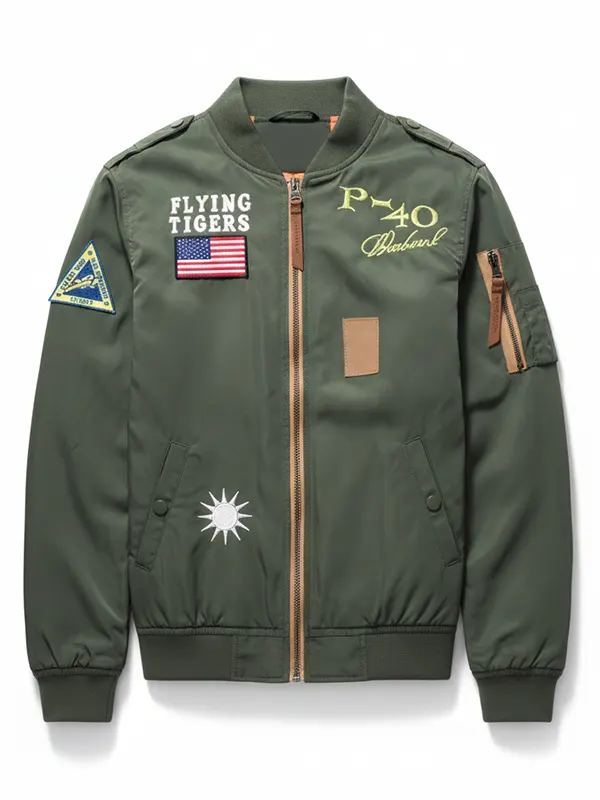 Mens Olive Green Bomber Faux Leather Jacket