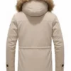 Mens Parka Fur Beige Hooded Jacket Back