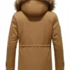 Mens Parka Fur Brown Hooded Jacket Back