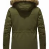 Mens Parka Fur Green Hooded Jacket Back
