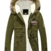 Mens Parka Style Hooded Green Jacket