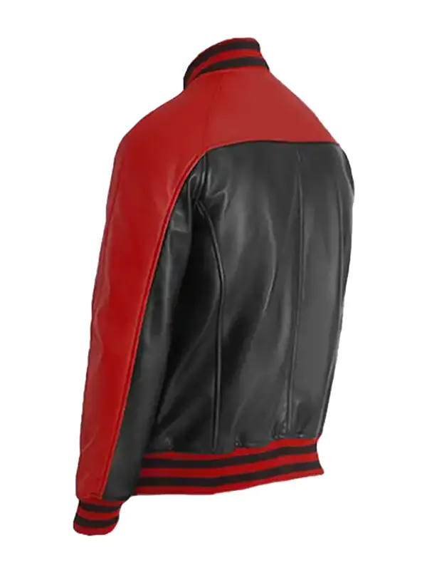 Men’s Red & Black Leather Varsity Jacket