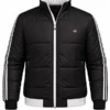 Mens Striped Black Puffer Quilted Jacket
