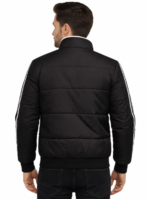 Mens Striped Black Quilted Puffer Jacket Back
