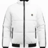 Mens Striped White Puffer Quilted Jacket