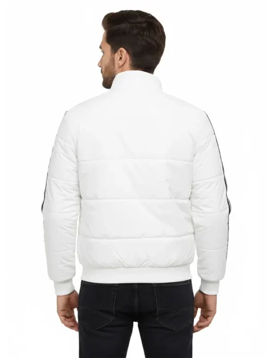 Mens Striped White Quilted Puffer Jacket Back