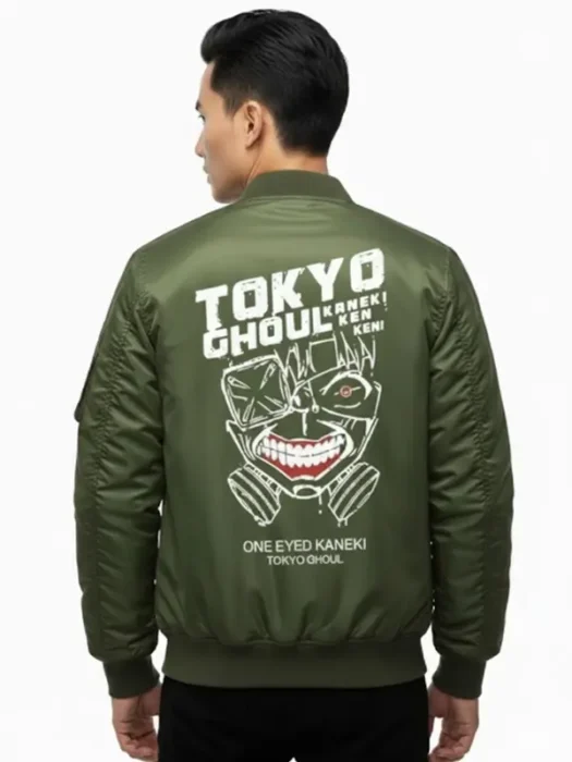Mens Tokyo Ghoul Green Bomber Jacket Back