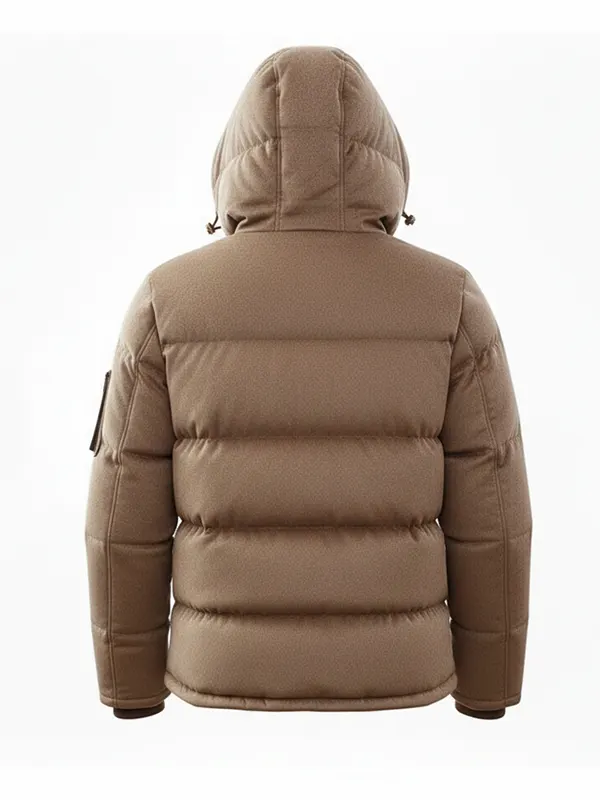 Mens Winter Brown Hooded Jacket Back