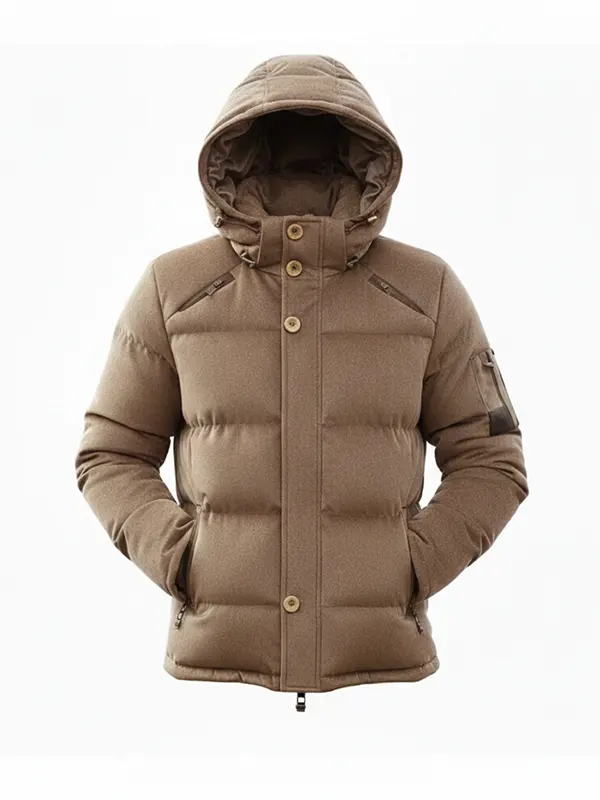 Mens Winter Brown Hooded Jacket