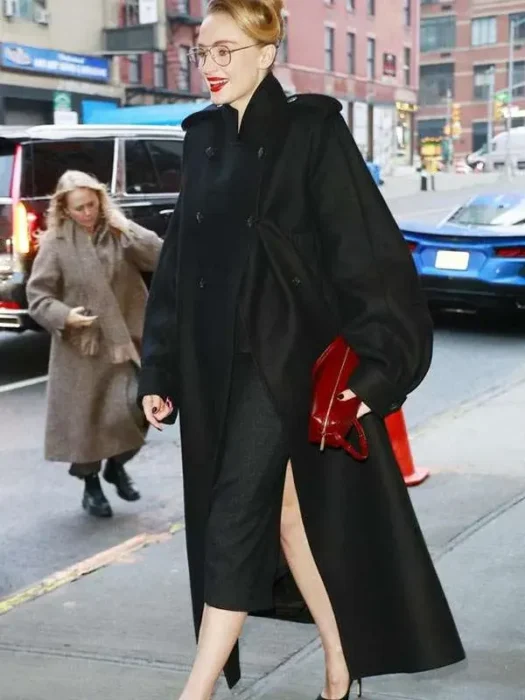 NYC Sophie Turner 2026 Street Style Wool Black Coat
