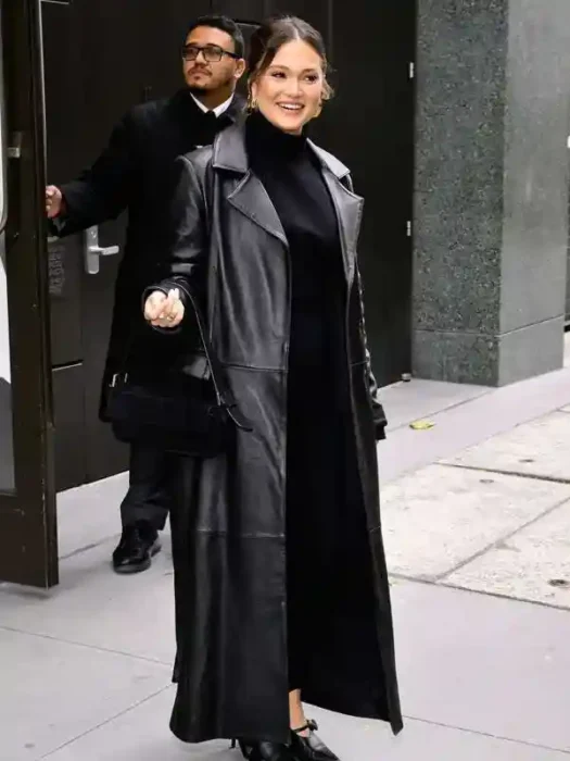 Olivia Holt Black Leather Coat