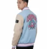 One Piece Light Blue And Sand Varsity Jacket Back