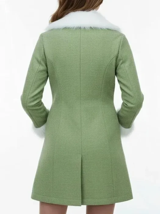 One Piece Miss Wednesday Green Shearling Coat Back