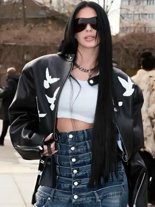 PFW Camilla Araujo Black Cropped Leather Jacket