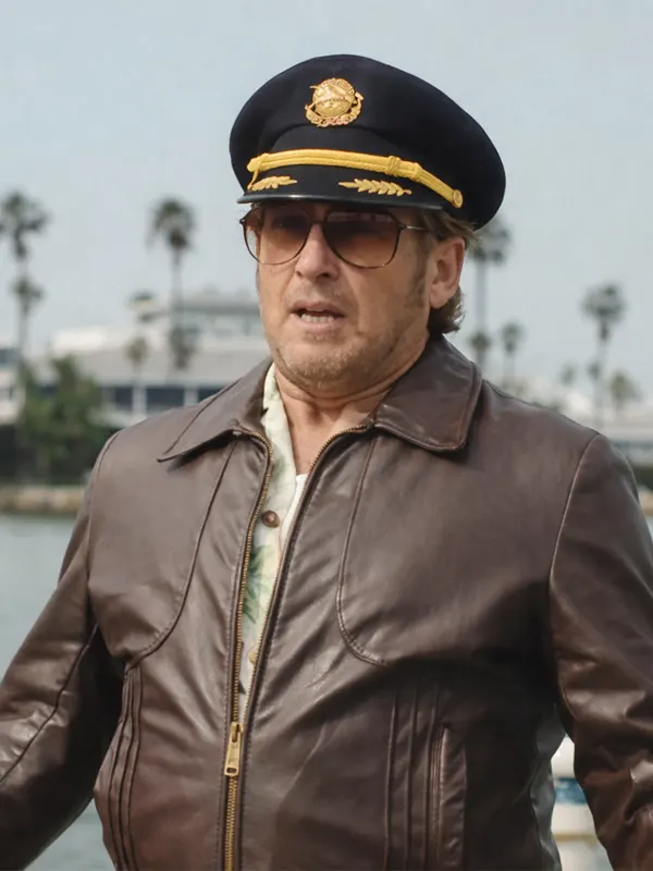 Palm Royale S02 Josh Lucas Brown Leather Jacket