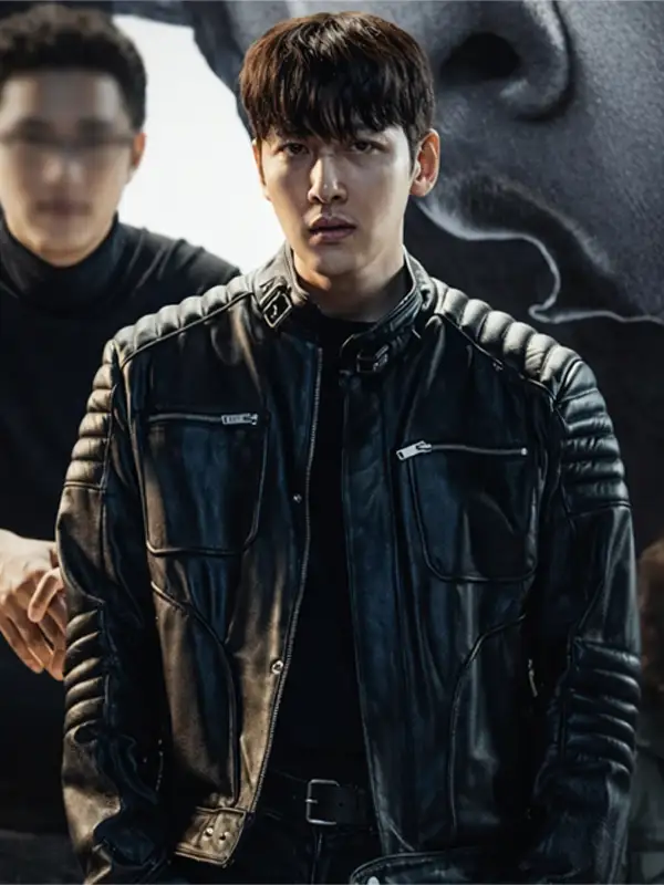 Park Tae Jung The Manipulated Black Leather Jacket