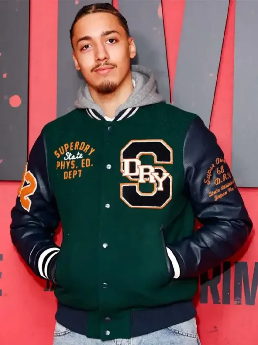 Primate Gala Screening Jaadin The Kid Green Varsity Jacket