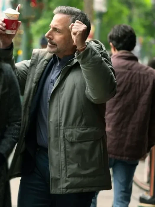 Rooster S01 Steve Carell Hooded Green Jacket