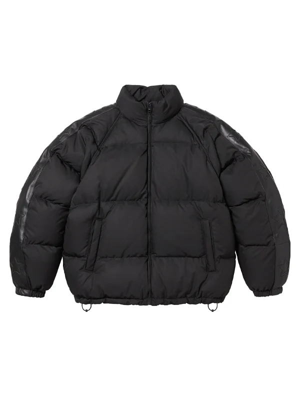 Star Sleeve Down Black Puffer Jacket