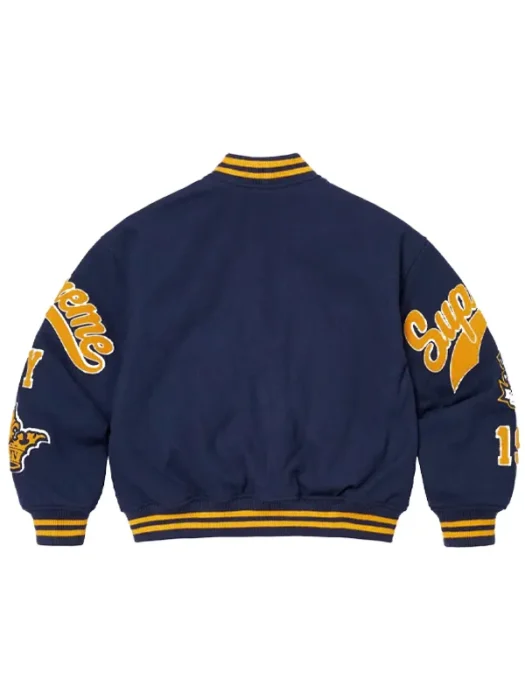 Supreme Blue Varsity Jacket Back