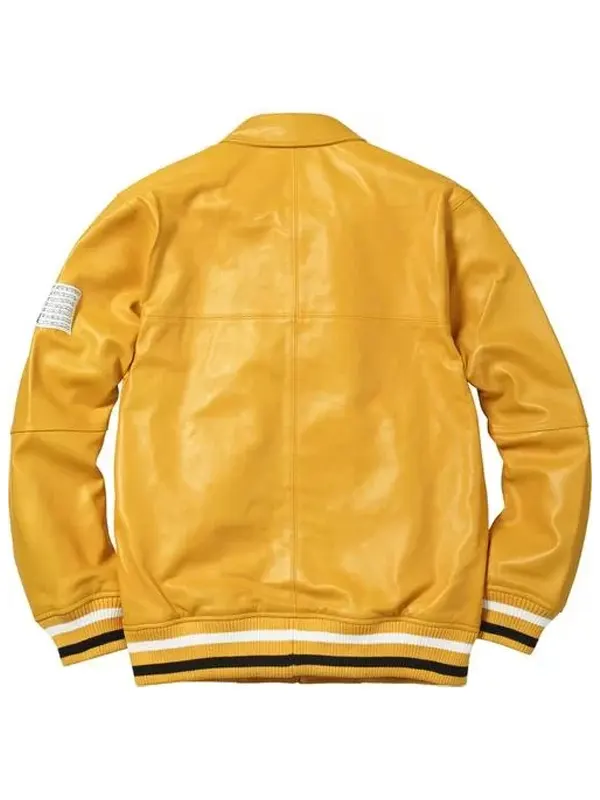 Supreme Yellow Leather Varsity Jacket Back