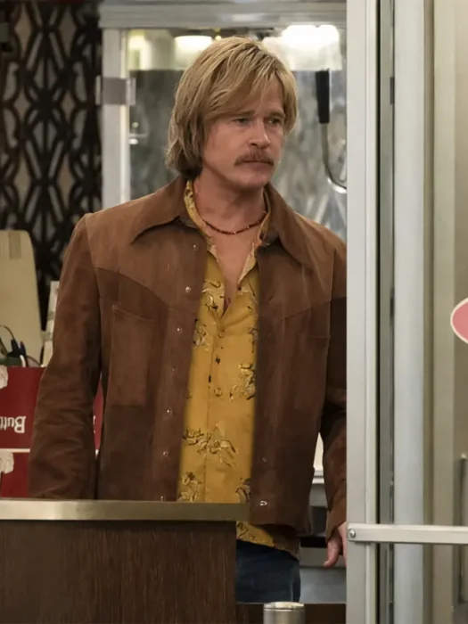 The Adventures of Cliff Booth Brad Pitt Brown Suede Jacket