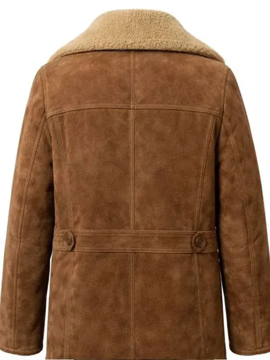 The Big Fake Edoardo Pesce Shearling Brown Jacket Back