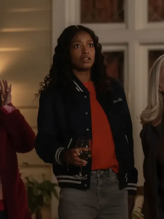 The Burbs Samira Navy Varsity Jacket