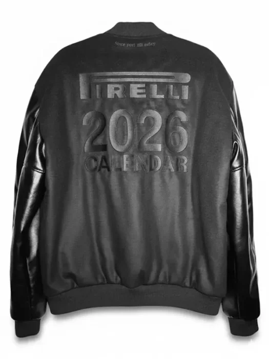The Cal Pirelli Calendar Black Varsity Jacket Back