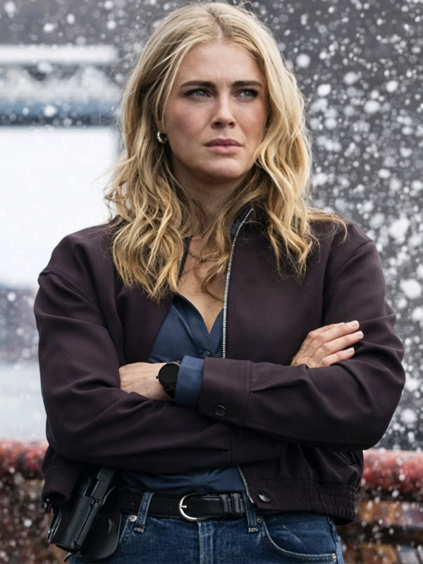 The Hunting Party S02 Melissa Roxburgh Black Bomber Jacket