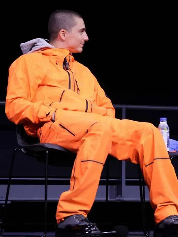 Timothée Chalamet Marty Supreme Orange Jacket