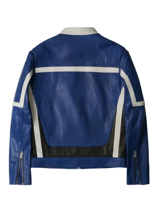 Typhoon Family Kang Tae Pung Blue Leather Jacket Back