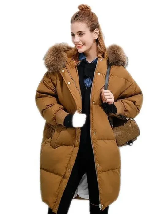 Women Fur Hooded Long Coat