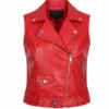 Women Red Biker Leather Jacket