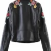 Womens Black Biker Jacket Back
