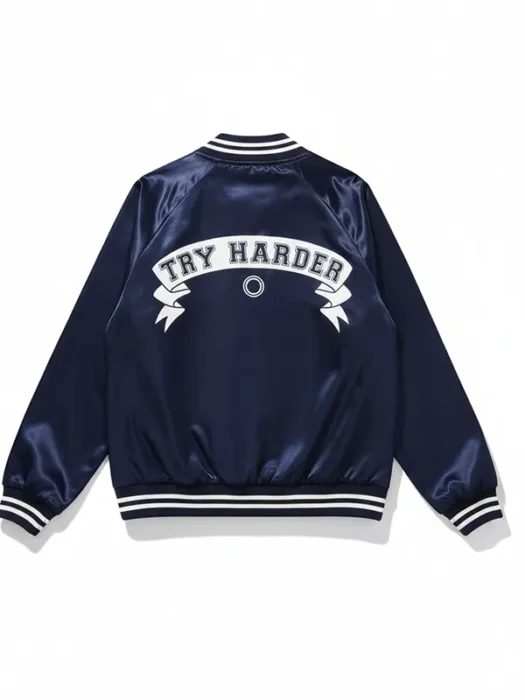 Womens Bomber Blue Jacket Back