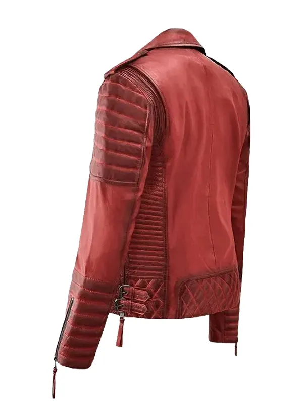 Women’s Burnt Biker Red Leather Jacket