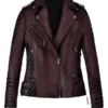 Women's Burnt Wine Biker Leather Jacket