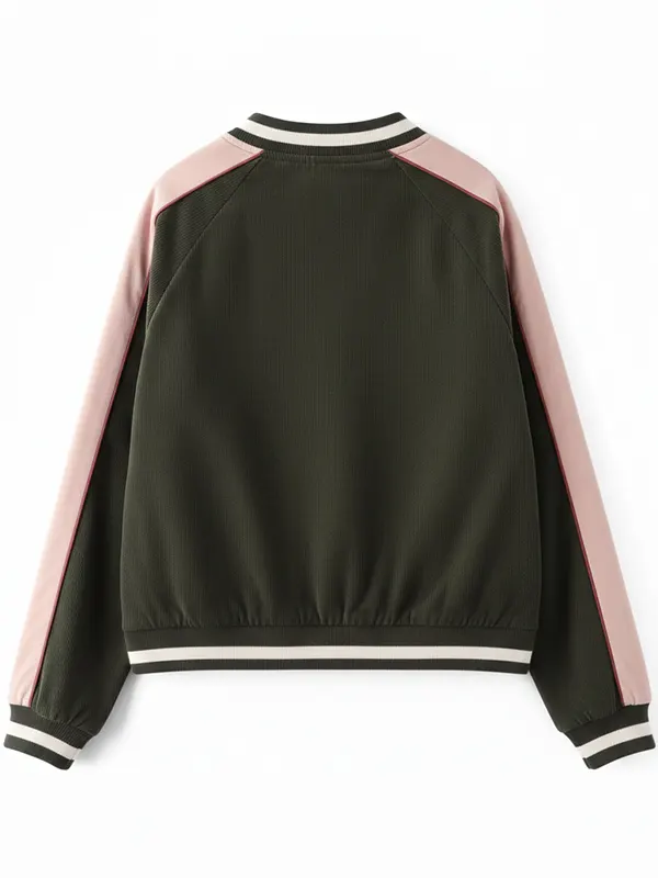 Womens Olive Green Bomber Jacket Back