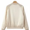 Womens Satin Beige Bomber Jacket Back