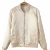 Womens Satin Bomber Beige Jacket