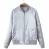 Womens Satin Bomber White Jacket