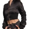Womens Satin Cropped Bomber Jacket