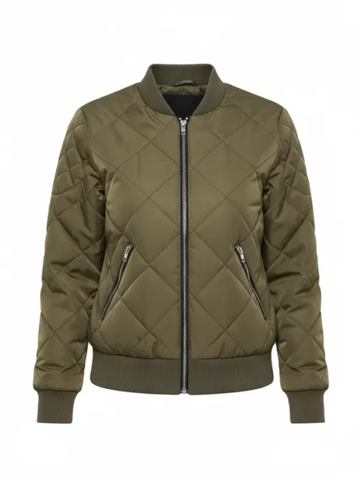 Womens Vintage Olive Green Biker Jacket