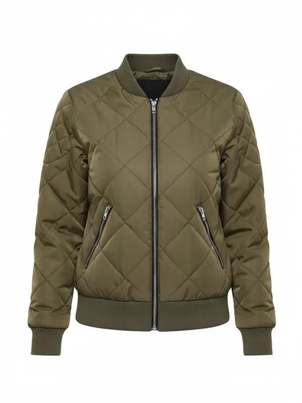 Womens Vintage Olive Green Biker Jacket