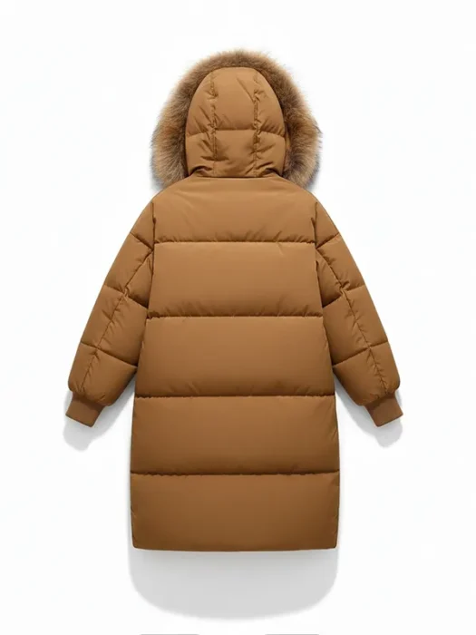 Womens brown Fur Hooded Coat